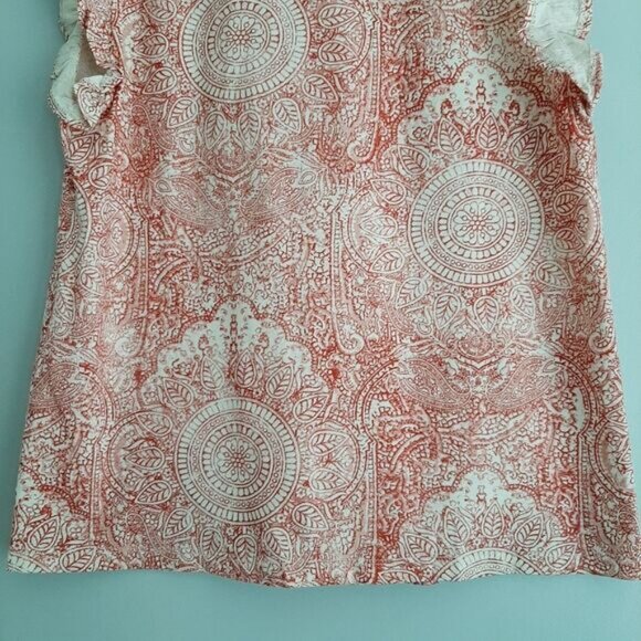 ZARA Floral Mandala Tank Top Lace Inserts Ruffle Detail Crewneck Sz S - Picture 8 of 9